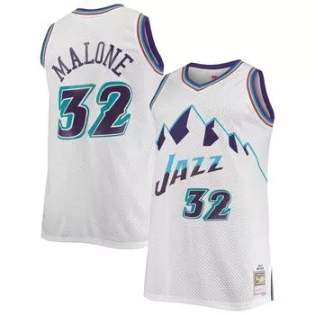 Мужское джерси Mitchell & Ness Karl Malone White Utah Jazz Big & Tall Hardwood Classics