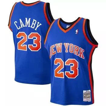 Мужское джерси Mitchell & Ness Marcus Camby Blue New York Knicks 1998-99 Hardwood Classics Swingman Player