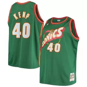 Мужское джерси Mitchell & Ness Shawn Kemp Green Seattle SuperSonics Big & Tall Hardwood Classics
