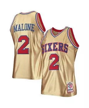 Мужское джерси «Мозес Мэлоун Голд» Philadelphia 76ers 75th Anniversary 1982–83 Hardwood Classics Swingman Mitchell & Ness, золото