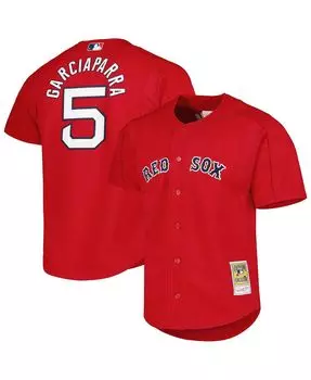 Мужское джерси на пуговицах Nomar Garciaparra Red Boston Red Sox Cooperstown Collection, сетчатое тренировочное джерси с ватиновым принтом Mitchell & Ness