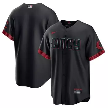 Мужское джерси Nike Black Cincinnati Reds 2023 City Connect Replica, цвет Red Black