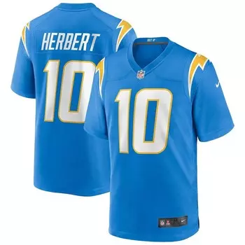Мужское джерси Nike Justin Herbert Powder Blue Los Angeles Chargers Player Game Jersey, цвет Chg Light