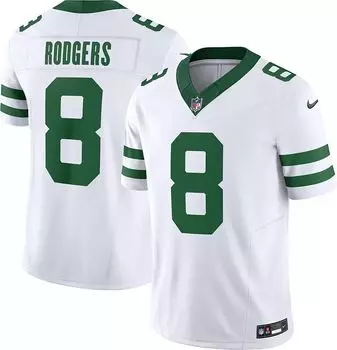 Мужское джерси Nike New York Jets Aaron Rodgers #8 White Vapor Limited