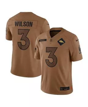 Мужское джерси Рассела Уилсона Брауна с эффектом потертости Denver Broncos 2023 Salute To Service Limited Nike, коричневый