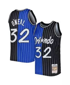 Мужское джерси Shaquille O'Neal Blue, Black Orlando Magic Hardwood Classics 1994-95 Split Swingman Mitchell & Ness, синий