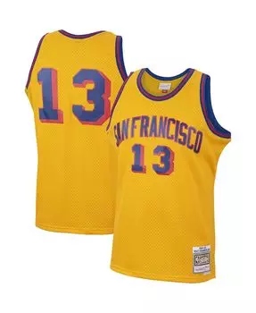 Мужское джерси Wilt Chamberlain Gold San Francisco Warriors 1962-63 Hardwood Classics Swingman Mitchell & Ness