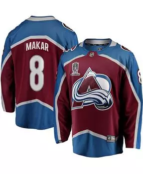 Мужское фирменное Джерси Cale Makar Burgundy Colorado Avalanche с отрывной нашивкой чемпионов Кубка Стэнли 2022 Fanatics, красный
