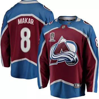 Мужское фирменное Джерси Cale Makar Burgundy Colorado Avalanche с отрывной нашивкой чемпионов Кубка Стэнли 2022 Fanatics