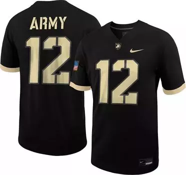 Мужское футбольное джерси Nike Army West Point Black Knights #12, черное неприкасаемое