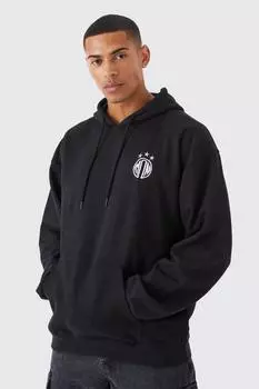 Мужское худи oversize с вышивкой Boohoo, черный