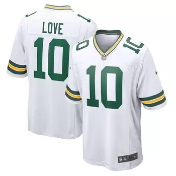 Мужское игровое джерси Nike Jordan Love White Green Bay Packers, цвет Pkr White