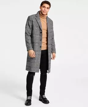 Мужское клетчатое пальто Nicolas I.N.C. International Concepts, черный