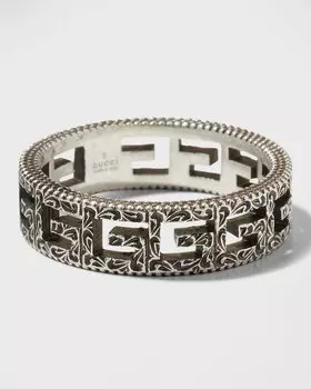 Мужское кольцо из состаренного серебра G Cube, 6 мм, размер 9–11 Gucci, цвет Silver