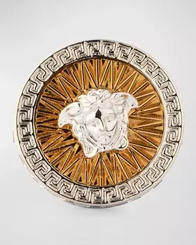 Мужское кольцо-печатка с Медузой, цвет Versace Gold Palladium Crystal