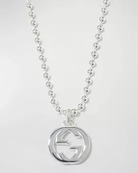 Мужское колье с подвеской в виде GG Gucci, цвет Silver