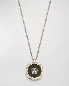 Мужское колье с подвеской в виде головы Медузы Tribute Versace, цвет Palladium-Black