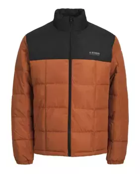 Мужское комфортное пальто с высоким воротником и застежкой-молнией Jack & Jones, коричневый