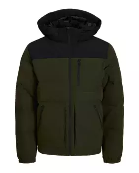 Мужское комфортное пальто с застежкой-молнией и высоким воротником Jack & Jones, зеленый