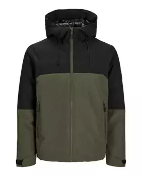 Мужское комфортное пальто с застежкой-молнией и воротником с капюшоном Jack & Jones, зеленый