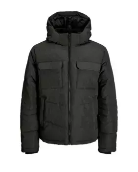 Мужское комфортное пальто с застежкой-молнией и воротником с капюшоном Jack & Jones, зеленый
