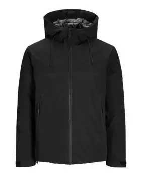 Мужское комфортное пальто с застежкой-молнией и воротником с капюшоном Jack & Jones, черный