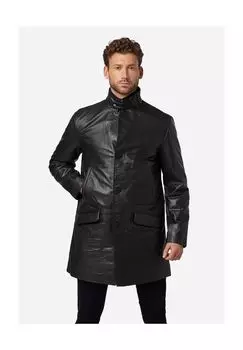 Мужское кожаное пальто Veetal, со съемной текстильной вставкой RICANO, черный