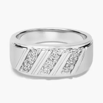 Мужское матовое кольцо с тремя рядами бриллиантов из 14-каратного белого золота (1/2 карата) Blue Nile