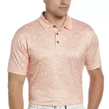 Мужское мини-поло для гольфа с принтом пальм Grand Slam, цвет peach pie