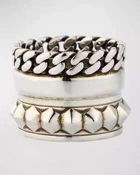 Мужское многослойное кольцо в стиле панк Alexander McQueen, цвет Light Ant Silver