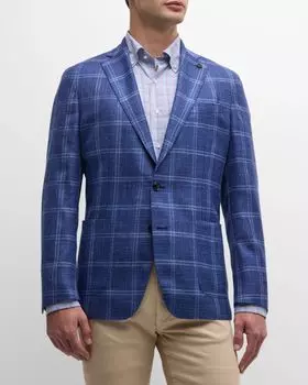 Мужское мягкое спортивное пальто Sola Windowpane Peter Millar, цвет Atlantic Blue