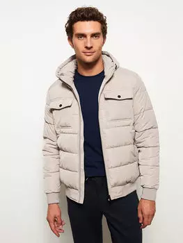 Мужское надувное пальто со стандартным рисунком с капюшоном LCWAIKIKI Classic