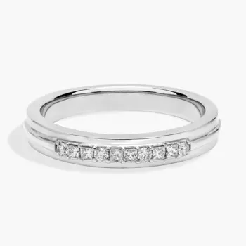 Мужское обручальное кольцо «Принцесса» с круглым бриллиантом из 14-каратного белого золота (1/5 карата) Blue Nile