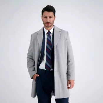 Мужское однобортное пальто средней длины Haggar из матового твила, цвет Light Gray