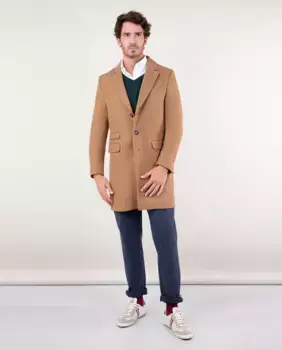 Мужское однотонное пальто из водоотталкивающей ткани El Ganso, бежевый