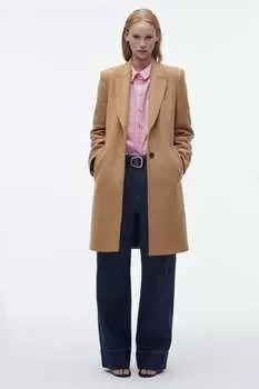 Мужское пальто из смешанной шерсти ZARA, кэмел