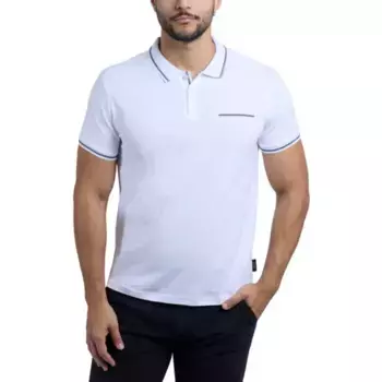Мужское поло для гольфа с коротким рукавом и нагрудным карманом на ребре Cultura, белый