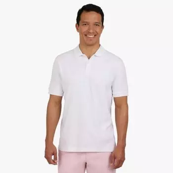 Мужское поло из однотонной ткани интерлок с коротким рукавом Chaps, белый