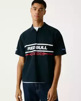 Мужское поло из пике с короткими рукавами и логотипом Pepe Jeans, тёмно-синий