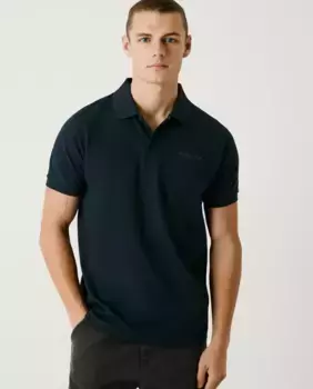 Мужское поло из пике с короткими рукавами и принтом на спине Pepe Jeans, тёмно-синий