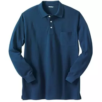 Мужское поло Kingsize, большая и высокая, удлиненная, с длинными рукавами, без усадки, поло Piqu KingSize, темно-синий