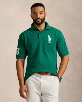 Мужское поло классического кроя с надписью Big Pony plus sizes Polo Ralph Lauren, цвет Verde Pino