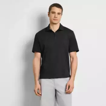 Мужское поло на молнии из жаккарда в тон Van Heusen, черный