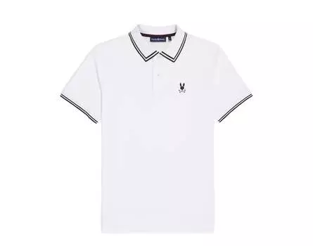 Мужское поло Psycho Bunny Lambert Pique White/Black B6K402Z1PC-WHT