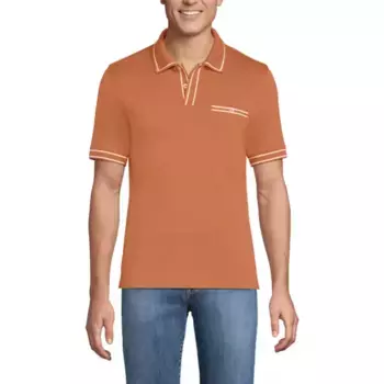Мужское поло с короткими рукавами и прорезными карманами Lands' End, цвет copper orange