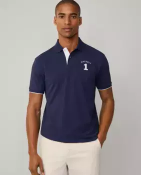 Мужское поло с короткими рукавами из пике Heritage Hackett, тёмно-синий