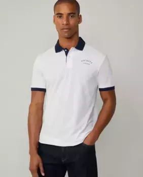 Мужское поло с короткими рукавами из пике Heritage Hackett, белый