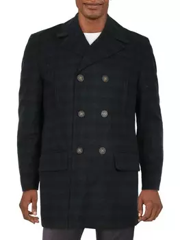Мужское полушерстяное пальто в клетку в клетку Lauren Ralph Lauren, цвет Navy/Green