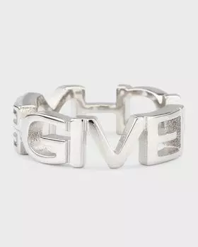 Мужское серебристое кольцо с буквами-логотипами Givenchy, цвет 040 Silvery