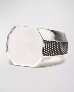 Мужское серебряное восьмиугольное кольцо с печаткой Emanuele Bicocchi, цвет Silver